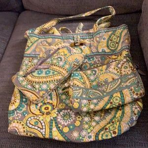 Yellow Paisley Vera Bradley Medium Tote, Wallet & Cosmetic Bag